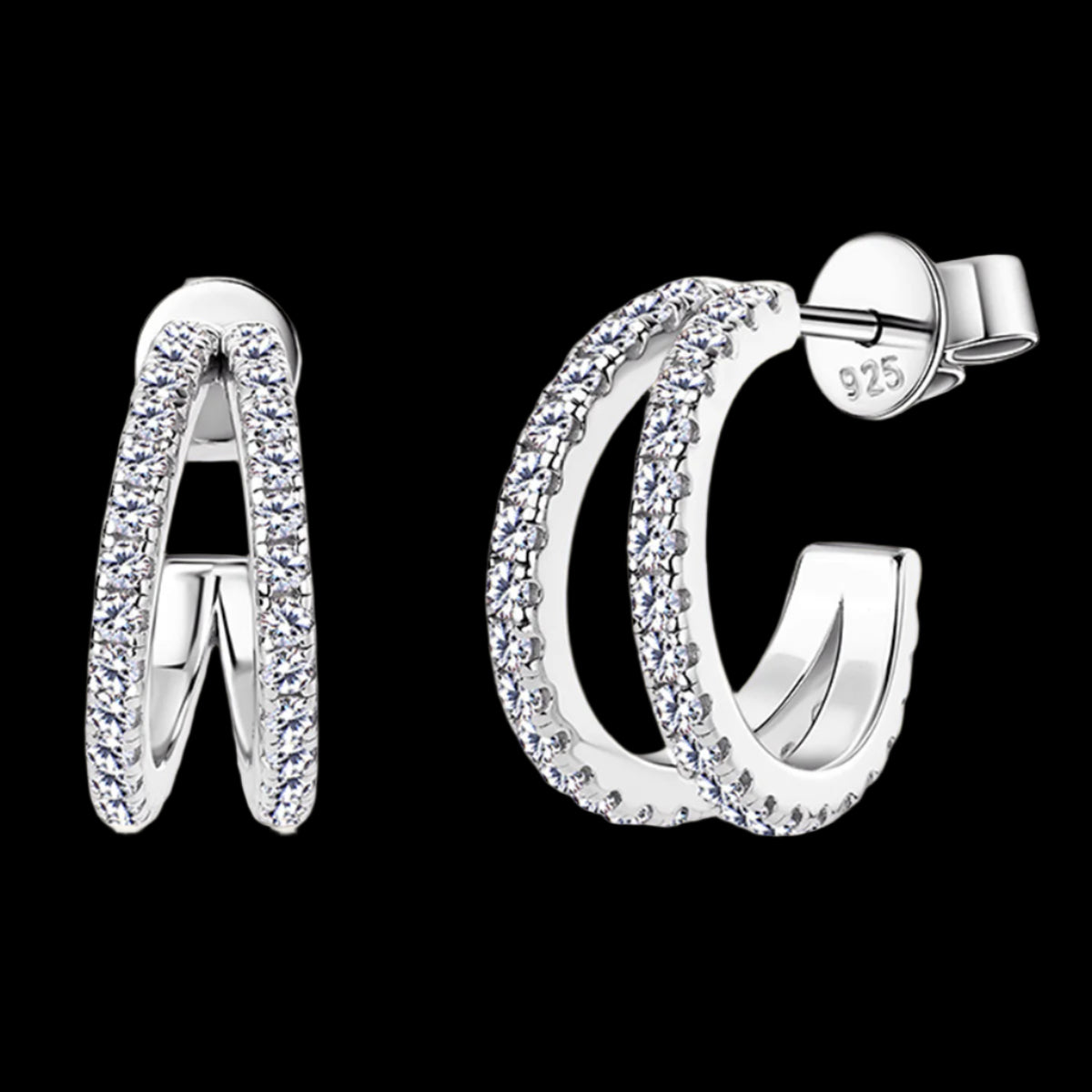 Moissanite C-Hoop Earrings – Elegant 18K Gold & Sterling Silver | MerchLuxx - MerchLuxx