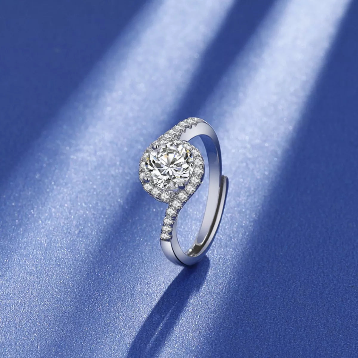 Side profile of 1-carat moissanite crossover ring