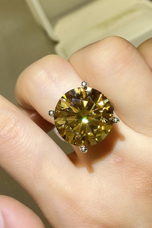 Aurelion 20-carat golden moissanite ring in sterling silver by MerchLuxx