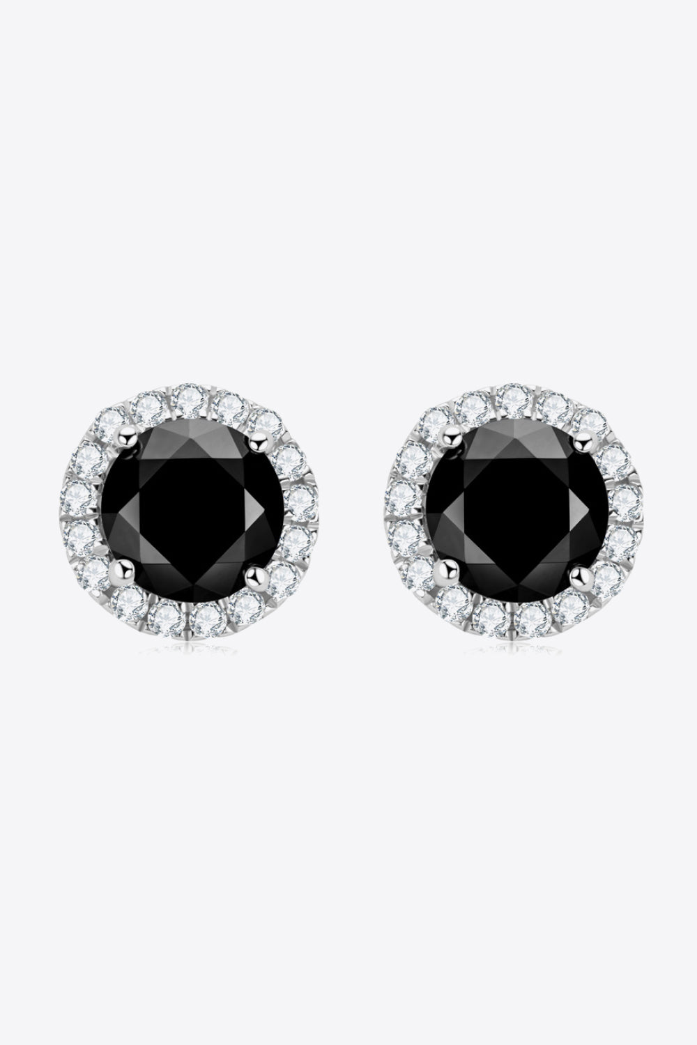 Two-Tone 4-Prong Moissanite Stud Earrings | Platinum & Sterling Silver | MerchLuxx - MerchLuxx