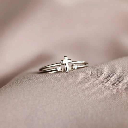 925 Sterling Silver Adjustable Cross Ring – Timeless & Minimalist | MerchLuxx - MerchLuxx