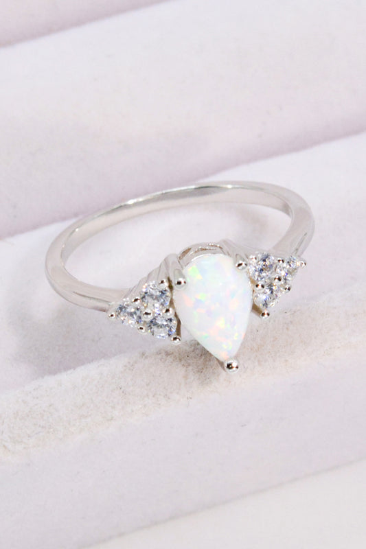 Limitless Love Opal & Zircon Ring – Platinum-Plated Sterling Silver | MerchLuxx - MerchLuxx