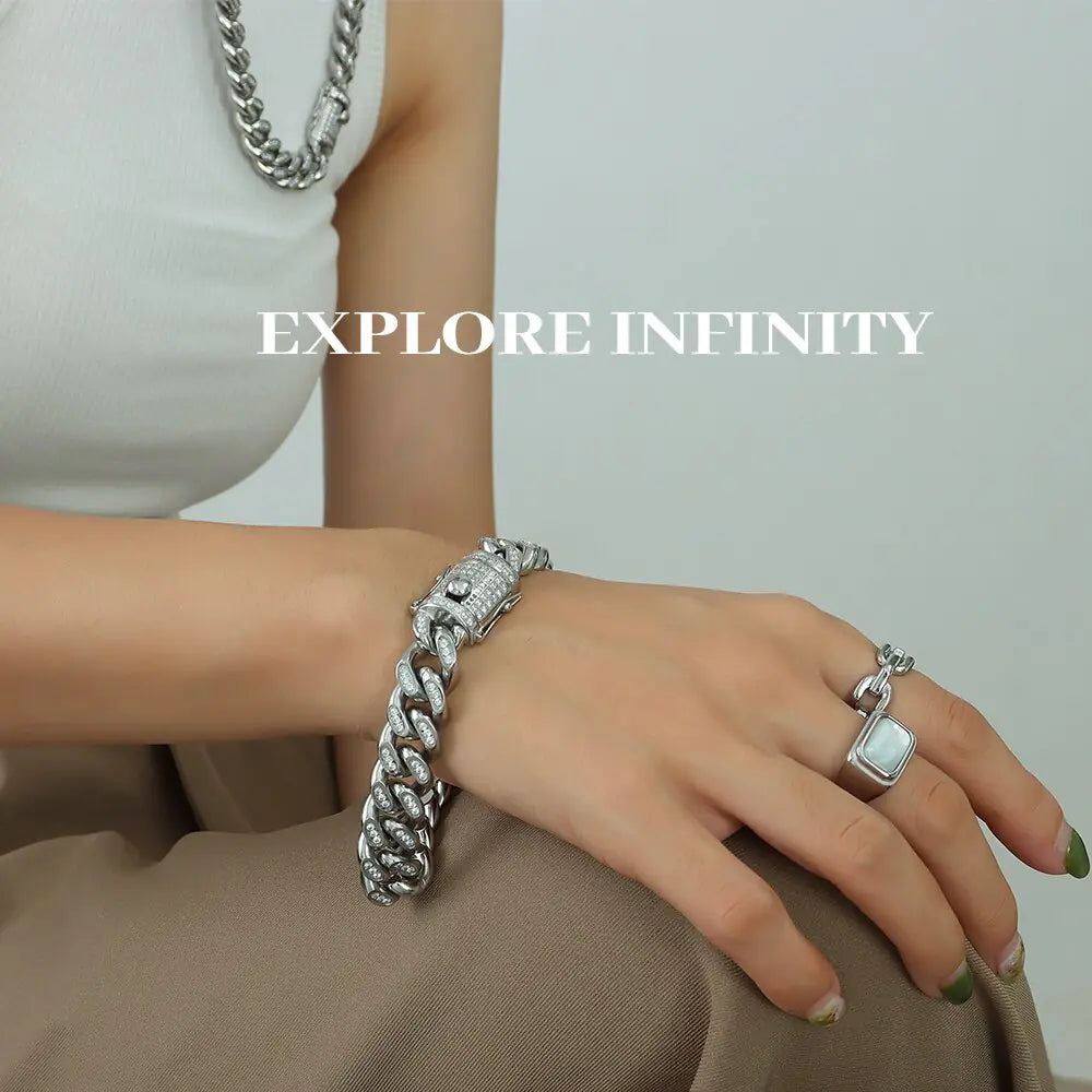 TOSOKO Hip Hop Cuban Chain Jewelry Set – 18K Gold-Plated Elegance | MerchLuxx - MerchLuxx