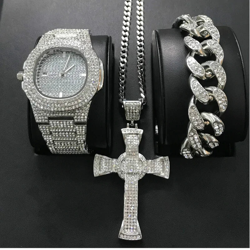 Men’s Luxury Hip Hop Diamond Cross Jewelry Set – Bold & Iconic | MerchLuxx - MerchLuxx