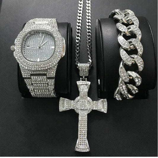 Men’s Luxury Hip Hop Diamond Cross Jewelry Set – Bold & Iconic | MerchLuxx - MerchLuxx