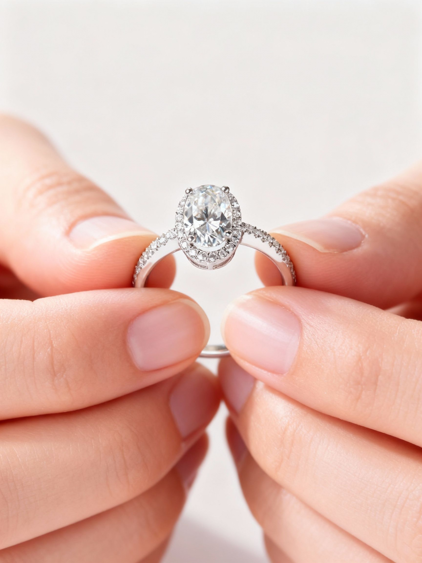 Aurivelle 4.5-carat moissanite halo ring in platinum-plated sterling silver by MerchLuxx