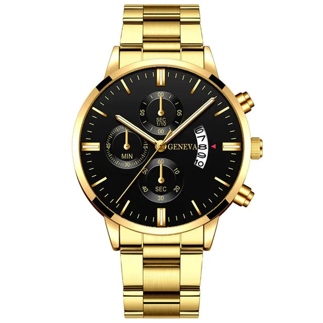 Geneva Men’s Luxury Stainless Steel Watch – Timeless Sophistication | MerchLuxx - MerchLuxx