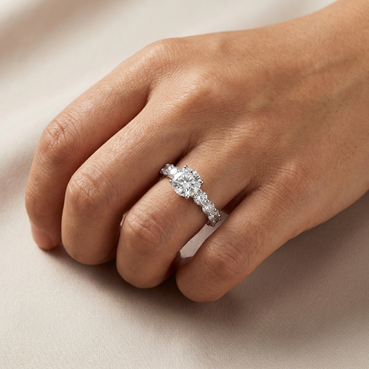 8 Carat Moissanite Sterling Silver Ring – Classic Chanel Set | MerchLuxx