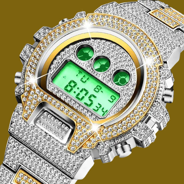 Digital Diamond Hip Hop Watch – Iced-Out Luxury & Urban Style | MerchLuxx - MerchLuxx