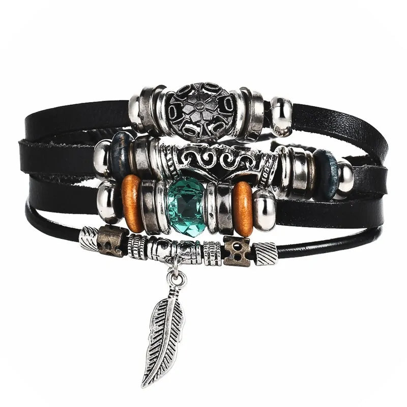 Fashionable Multilayer Leather Bracelet – Rugged & Stylish | MerchLuxx - MerchLuxx