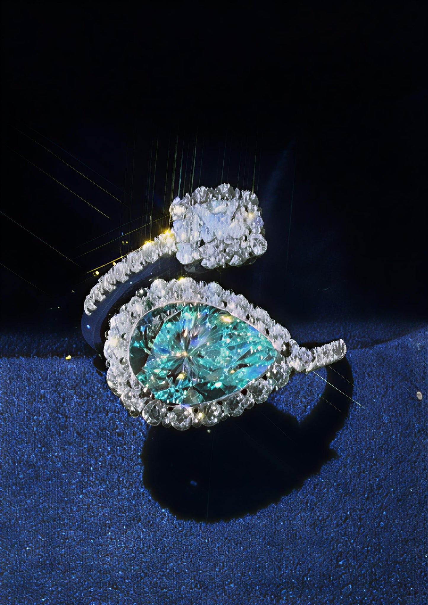Seraphine 2-carat moissanite bypass ring in sterling silver by MerchLuxx on a dark background