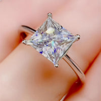 Aurelis™ 5 carat moissanite solitaire ring in platinum-plated 925 sterling silver with minimalist prong setting worn on a womans finger