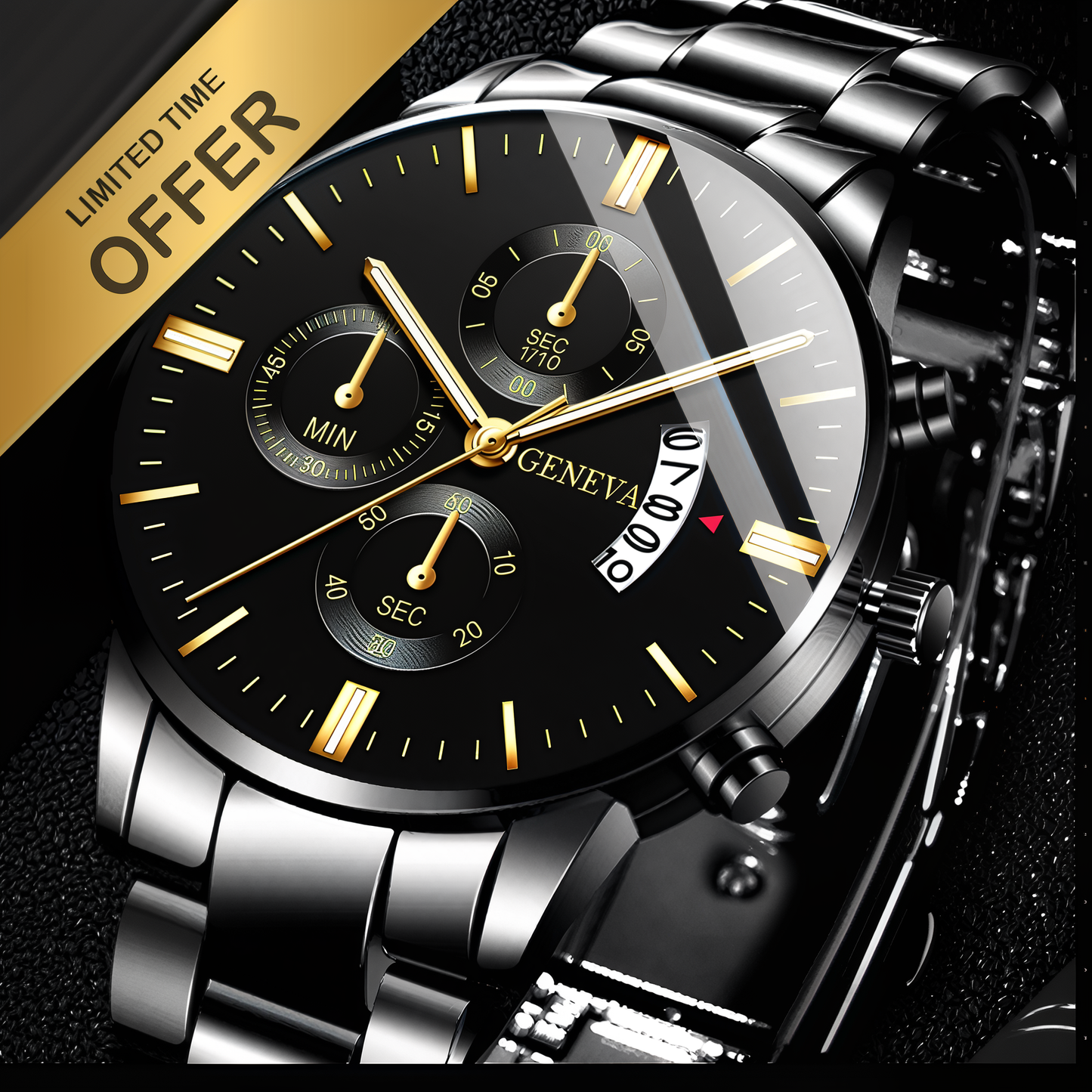Geneva Men’s Luxury Stainless Steel Watch – Timeless Sophistication | MerchLuxx