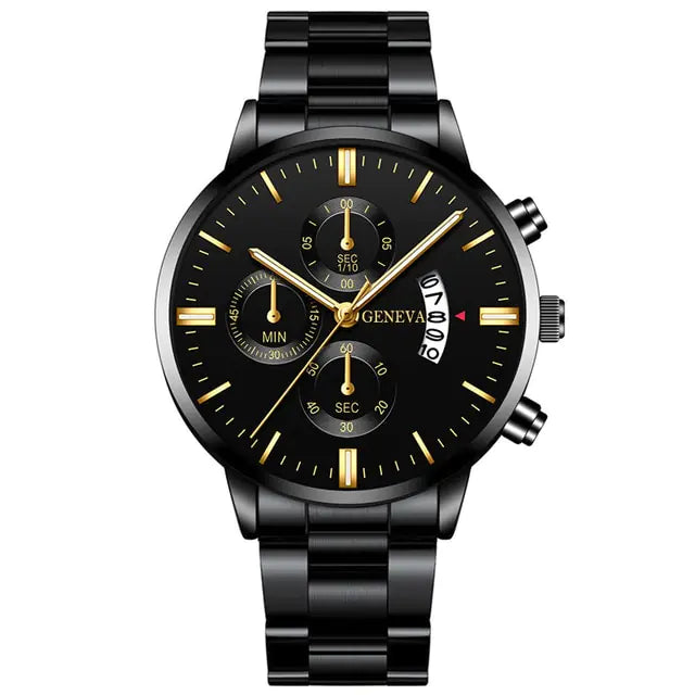 Geneva Men’s Luxury Stainless Steel Watch – Timeless Sophistication | MerchLuxx - MerchLuxx